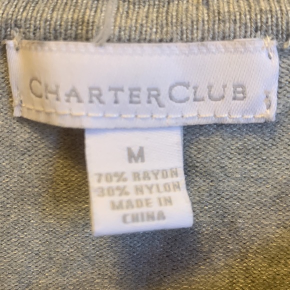 Charter Club grey sweater with black floral design. - Picture 2 of 6